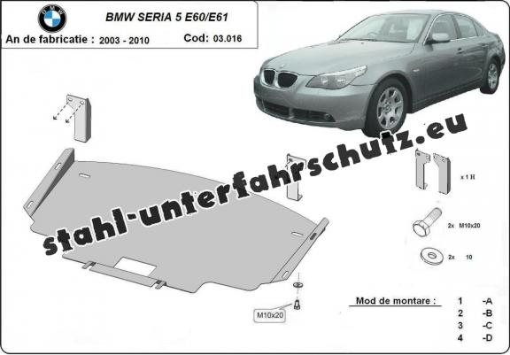 Unterfahrschutz für Motor der Marke BMW Seria 5 E60/E61 mit serienmäßige Frontstoßstange