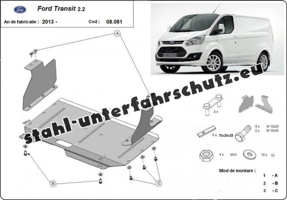 Unterfahrschutz für Motor und Getriebe aus Stahl für  Ford Transit Custom