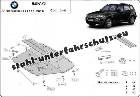 Kühlerschutz für unten aus Stahl für Marke BMW X3