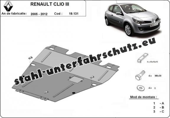 Unterfahrschutz für Motor und Getriebe aus Stahl für  Renault Clio 3