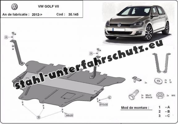 Unterfahrschutz für Motor und Getriebe aus Stahl für  VW Golf 7 - Schaltgetriebe