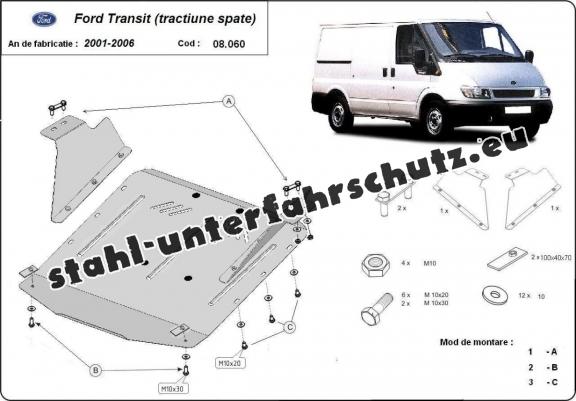 Unterfahrschutz für Motor und Getriebe aus Stahl für  Ford Transit - Hinterradantrieb