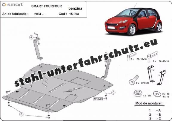 Unterfahrschutz für Motor und Getriebe aus Stahl für  Smart ForFour Benzin