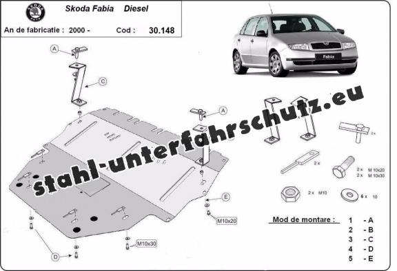 Unterfahrschutz für Motor der Marke Skoda Fabia Diesel