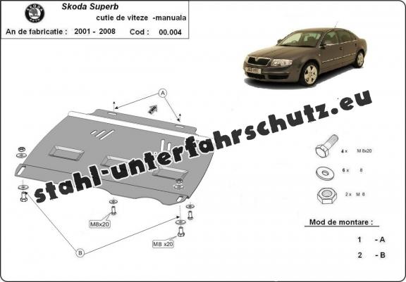 Unterfahrschutz für Schaltgetriebe aus Stahl für   Skoda Superb