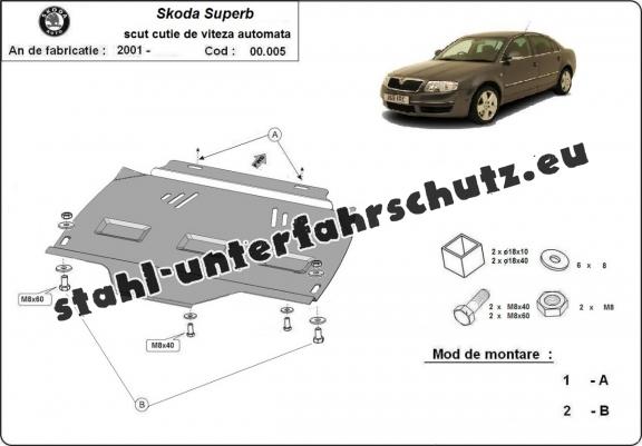 Unterfahrschutz aus Stahl für Automatikgetriebe der Marke Skoda Superb