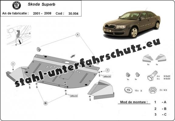 Unterfahrschutz für Motor der Marke Skoda Superb - 1,8  1,9 2,0 TDI