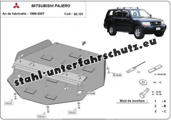 Getriebe schutz aus Stahl für  Mitsubishi Pajero 3 (V60, V70) Vers. 2.0