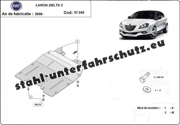 Unterfahrschutz für Motor und Getriebe aus Stahl für  Lancia Delta 3