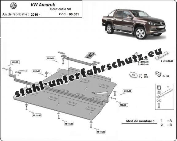 Unterfahrschutz für Getriebe und Differential aus Volkswagen Amarok -  V6 automat