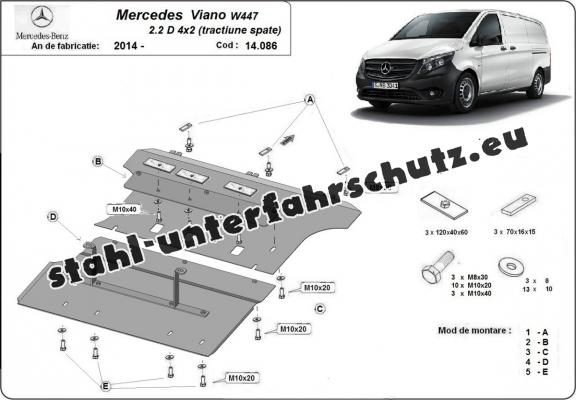 Unterfahrschutz für Motor der Marke Mercedes Viano W447 2.2 D, 4x2 