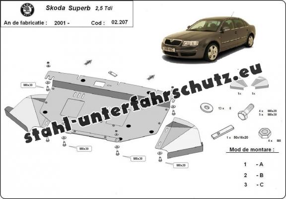 Unterfahrschutz für Motor der Marke Skoda Superb - 2.5 Tdi, V6