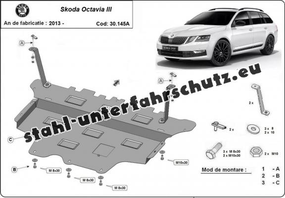 Unterfahrschutz für Motor und Getriebe aus Stahl für  Skoda Octavia 3 - Automatikgetriebe