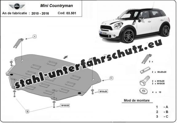 Unterfahrschutz für Motor und Getriebe aus Stahl für Mini Countryman