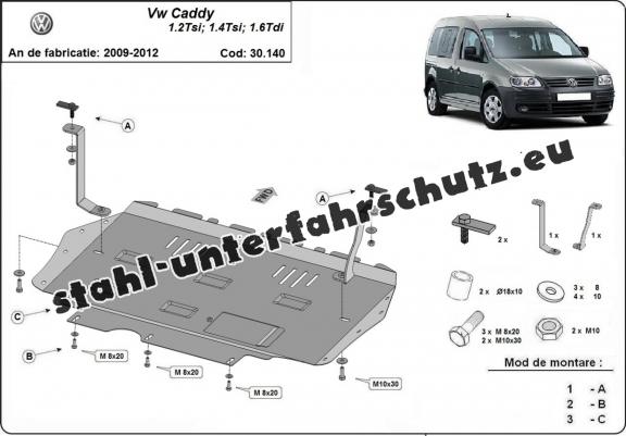 Stahl Unterfahrschutz für Volkswagen Caddy