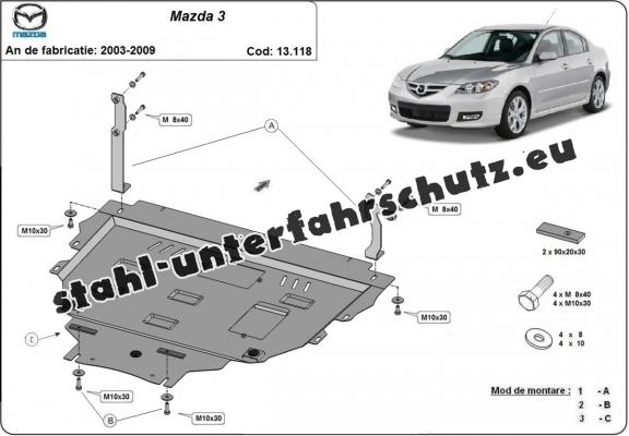 Unterfahrschutz für Motor der Marke Mazda 3