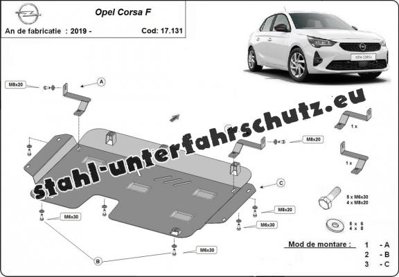 Unterfahrschutz für Motor der Marke Opel Corsa F