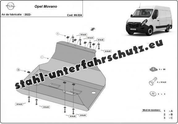 Stahlschutz für Treibstofftank der Marke Opel Movano