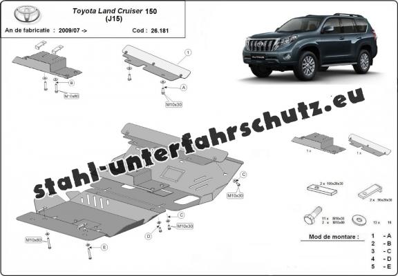 Aluminium Unterfahrschutz für Motor der Marke Toyota Land Cruiser 150