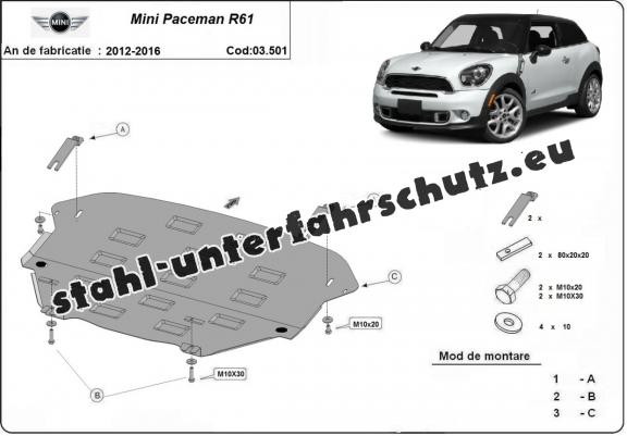 Unterfahrschutz für Motor und Getriebe aus Stahl für Mini Paceman R61