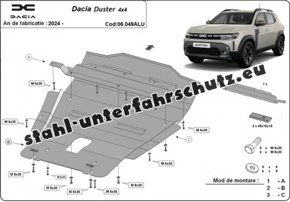 Aluminium Unterfahrschutz für Motor der Marke Dacia Duster- 4x4