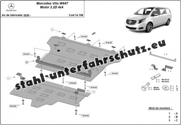 Unterfahrschutz für Motor der Marke Mercedes Vito W447, 2.2 D, 4x4