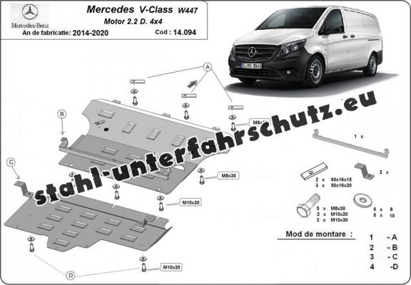 Unterfahrschutz für Motor der Marke Mercedes V-Class W447, 2.2 D, 4x4