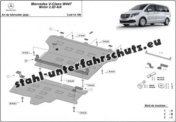 Unterfahrschutz für Motor der Marke Mercedes V-Class W447, 2.2 D, 4x4