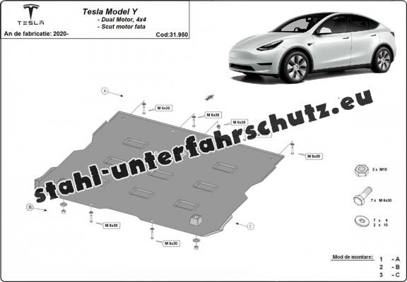 Unterfahrschutz fur Vorderes Elektromotor für Tesla Model Y AWD